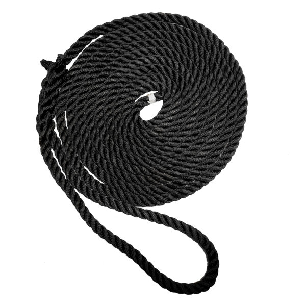 New England Ropes 3/4" Premium 3-Strand Dock Line - Black - 50'