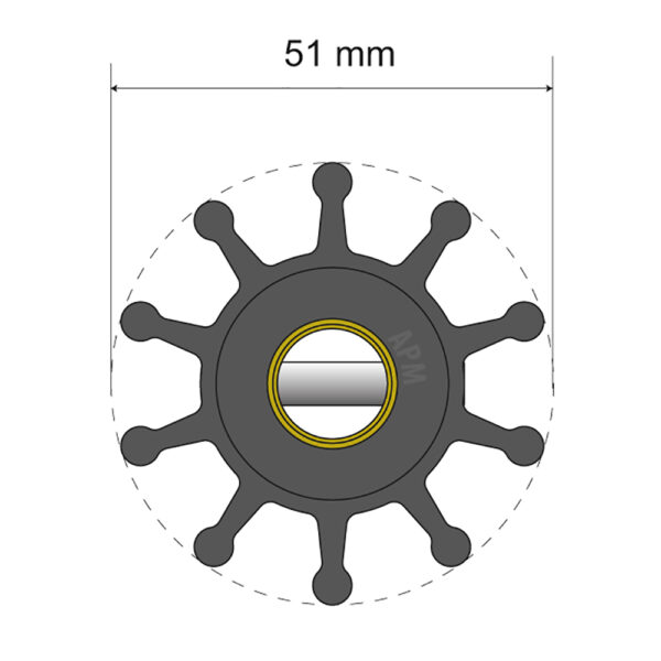 Albin Group Premium Impeller Kit - 51 x 12.7 x 22mm - 10 Blade - Pin Insert