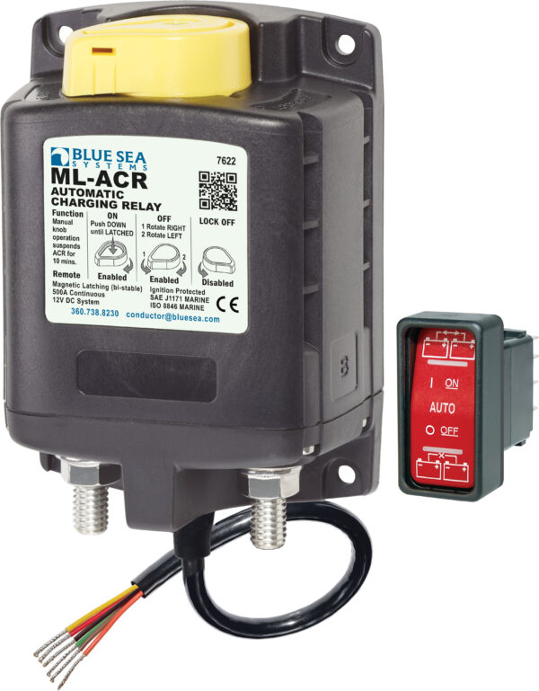 Blue Sea ML-ACR Automatic Charging Relay with Manual Control 12vDC 500A