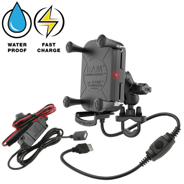RAM Mount Tough-Charge™ 15W Waterproof Wireless Charging Motorcycle Mount