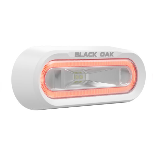 Black Oak Low Pro™ Off Road Spreader Light - Bracket Mount - White Housing - Red LED
