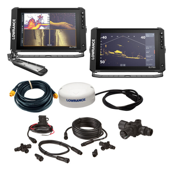 Lowrance Elite™ FS 12 BOAT in A BOX with Active Imaging 3-in-1 - 2 Displays, TD, GPS Antenna, Starter Kit, 25' Ethernet Cable