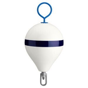 Polyform 13.5″ CM Mooring Buoy w/Galvanized Iron – White Blue Stripe Polyform 13.5″ CM Mooring Buoy w/Galvanized Iron – White Blue Stripe