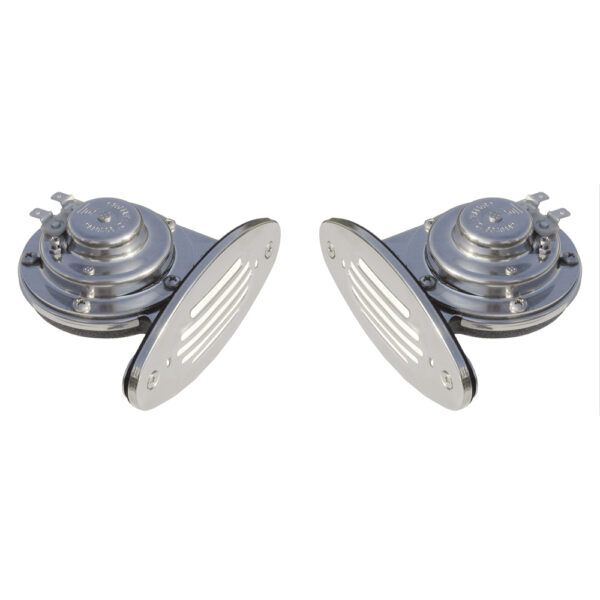 Schmitt Marine Mini Stainless Steel Dual Drop-In Horn w/Stainless Steel Grills High & Low Pitch